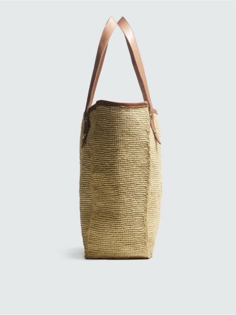 Rag & Bone Daily Leather Trim Straw Raffia Tote Natural NWT $258 - Picture 2 of 9